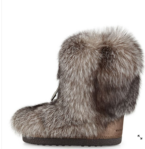 Brunello Cucinelli Fox Fur Snow Boot with Monili Beading