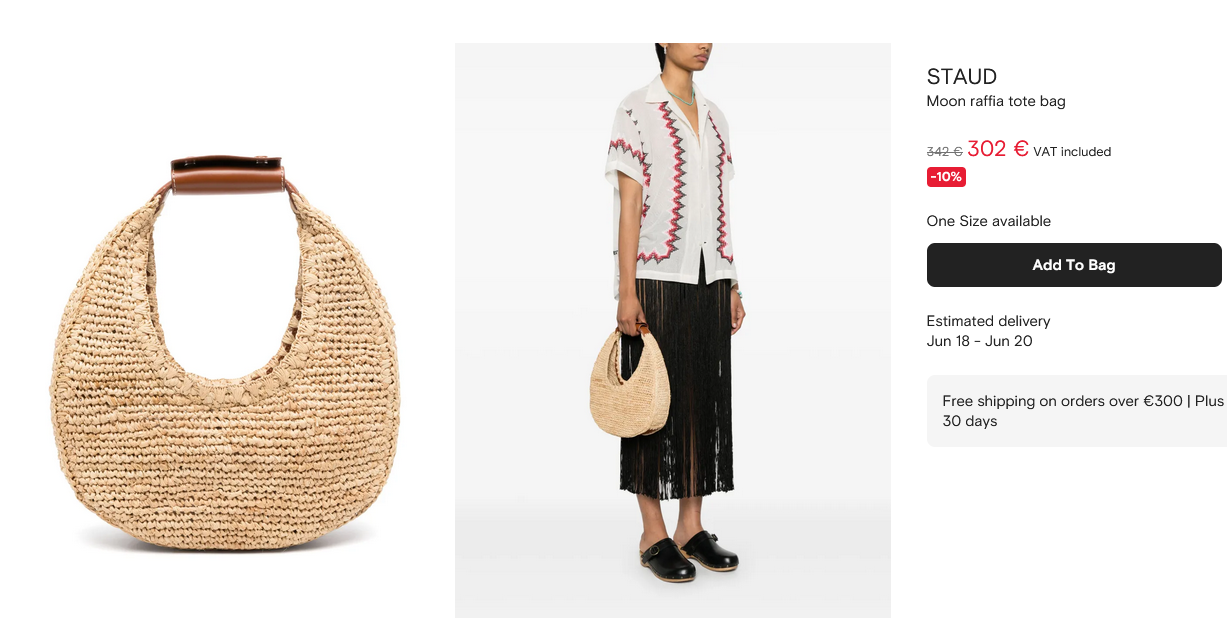 STAUD Moon raffia tote bag